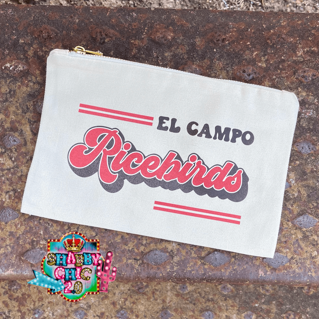 El Campo Ricebirds Canvas Pouch Bag Shabby Chic Boutique and Tanning Salon