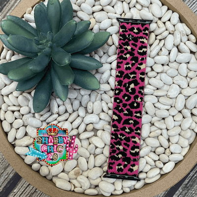 Elastic Pink Animal Print Print Watchbands Shabby Chic Boutique and Tanning Salon