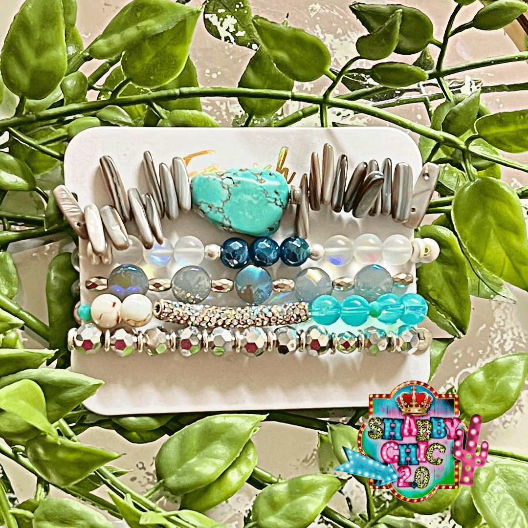 Ermish Bracelet Set - Turquoise/Silver Shabby Chic Boutique and Tanning Salon