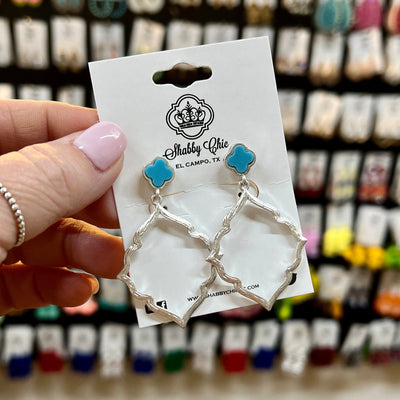 Extra Touch Earrings - Silver Turquoise Shabby Chic Boutique and Tanning Salon