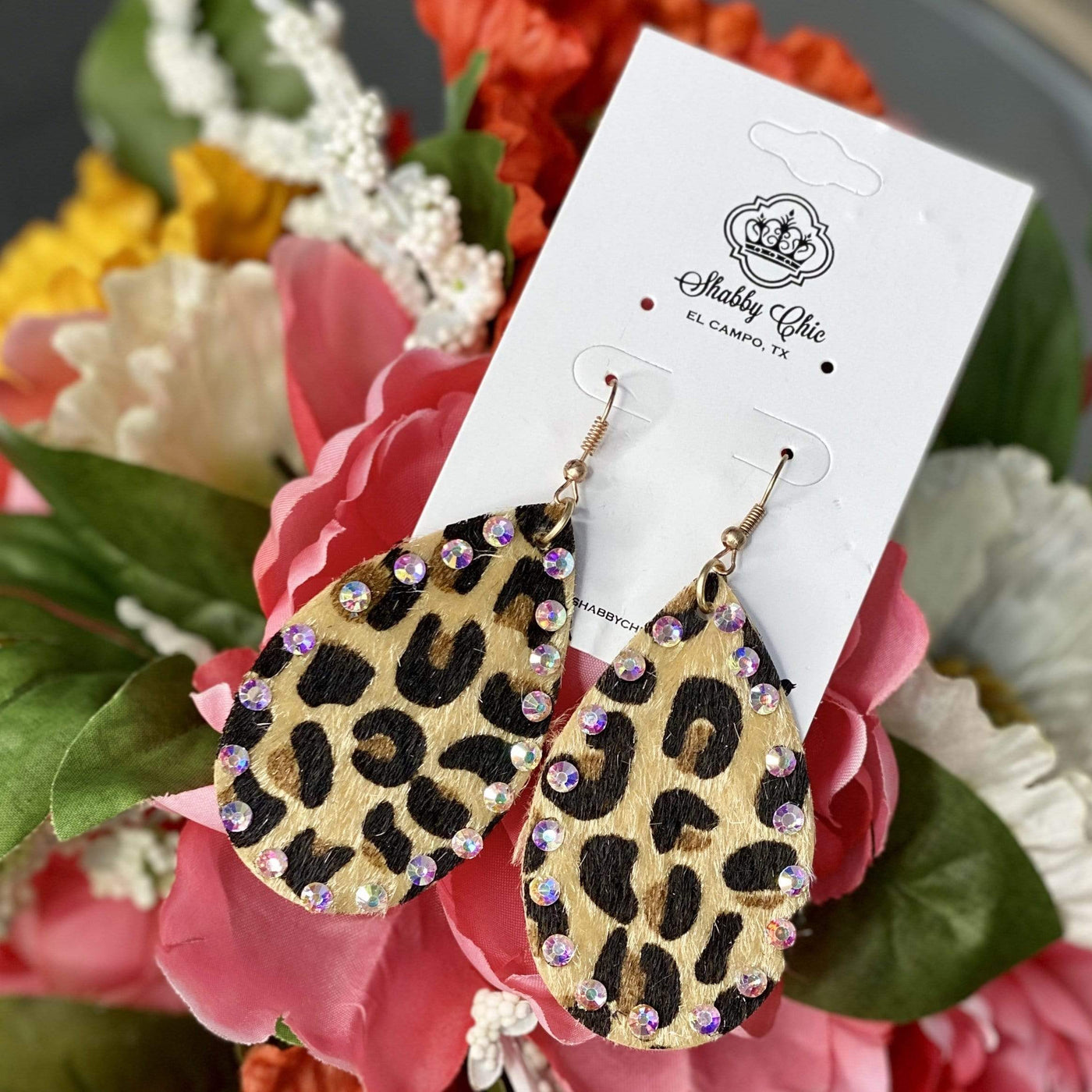 Faux Hair on Hide Leopard earrings Shabby Chic Boutique and Tanning Salon