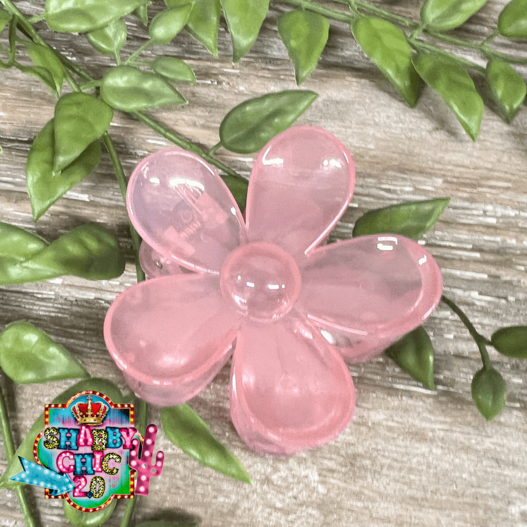 Flower Clips Shabby Chic Boutique and Tanning Salon Clear Pink