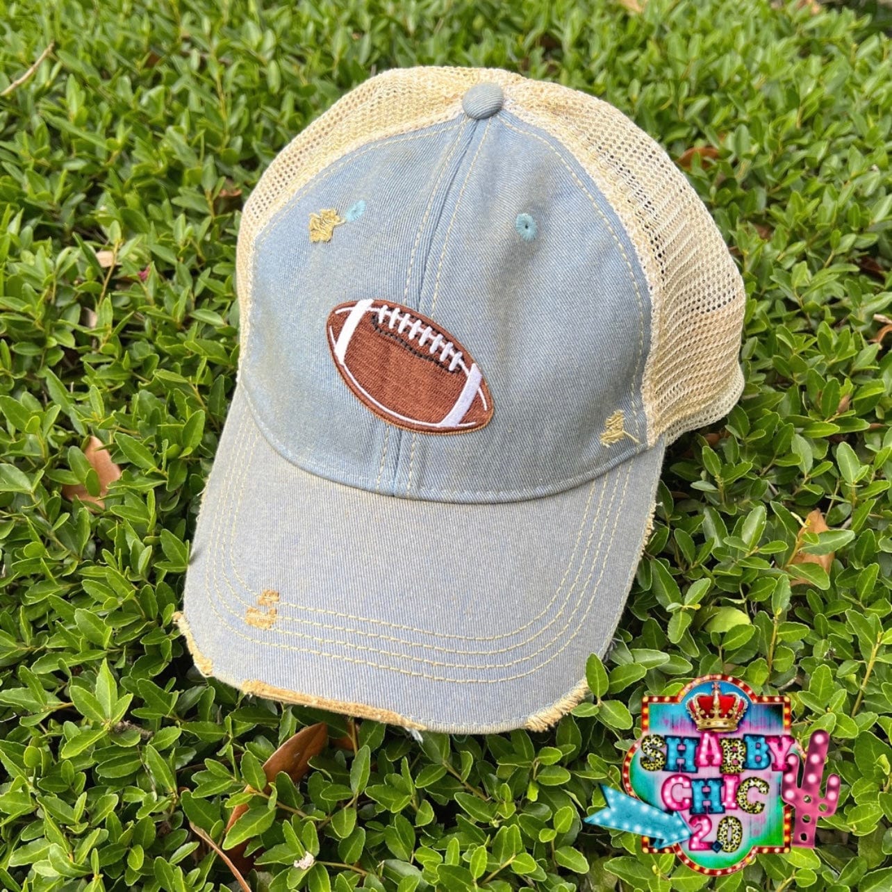 Football Cap - Light Blue Shabby Chic Boutique and Tanning Salon