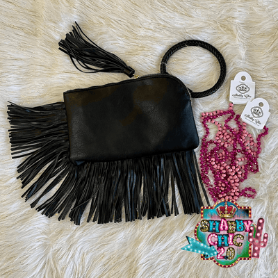 Fringed Wristlet Shabby Chic Boutique and Tanning Salon Black