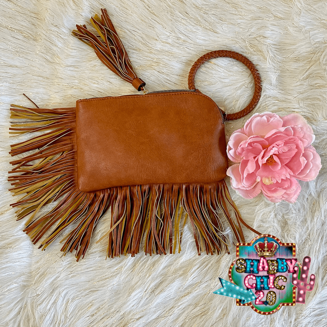 Fringed Wristlet Shabby Chic Boutique and Tanning Salon Brown