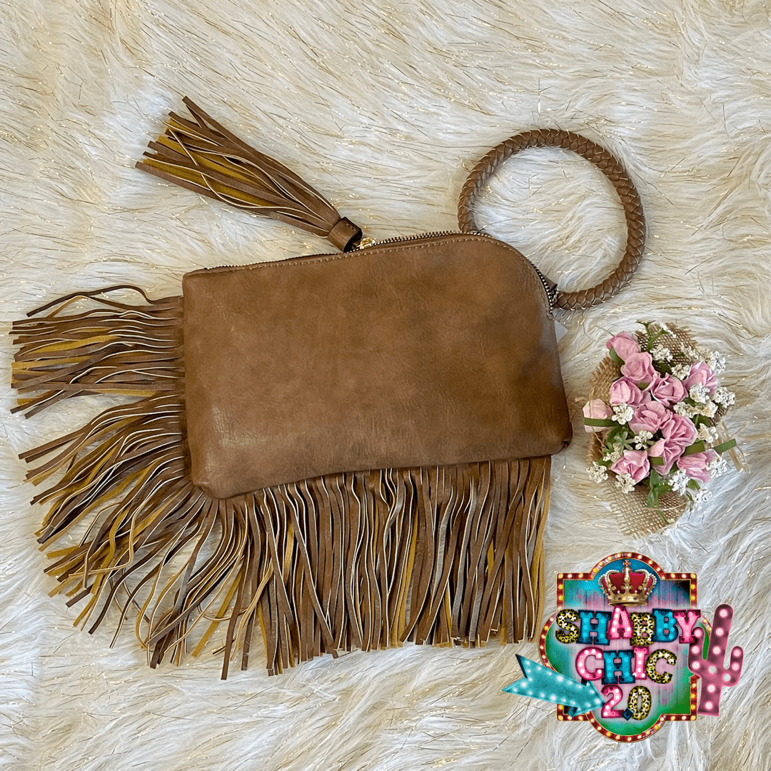 Fringed Wristlet Shabby Chic Boutique and Tanning Salon Taupe