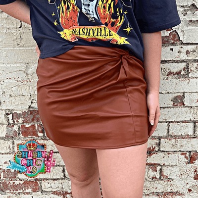 Front Knot Mini Skirt - Cognac Shabby Chic Boutique and Tanning Salon