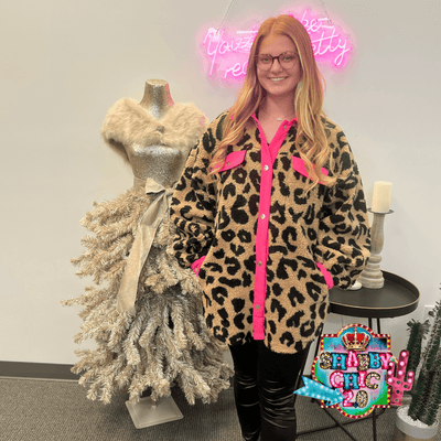 Furry Faux Leopard Jacket Shabby Chic Boutique and Tanning Salon