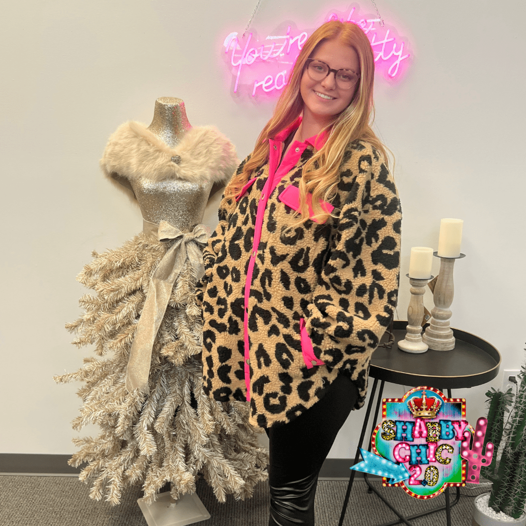 Furry Faux Leopard Jacket Shabby Chic Boutique and Tanning Salon