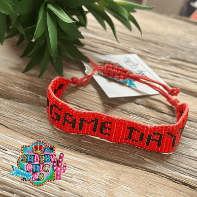 Game Day Beaded Bracelet - Red and Black Shabby Chic Boutique and Tanning Salon