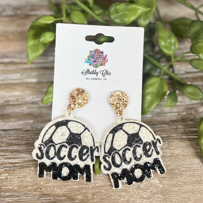 Glitter Soccer Mom Earrings Shabby Chic Boutique and Tanning Salon