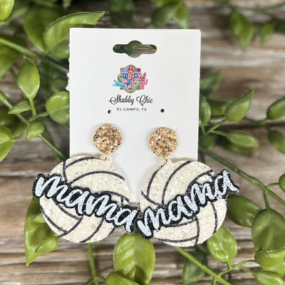 Glitter Volleyball Mama Earrings Shabby Chic Boutique and Tanning Salon