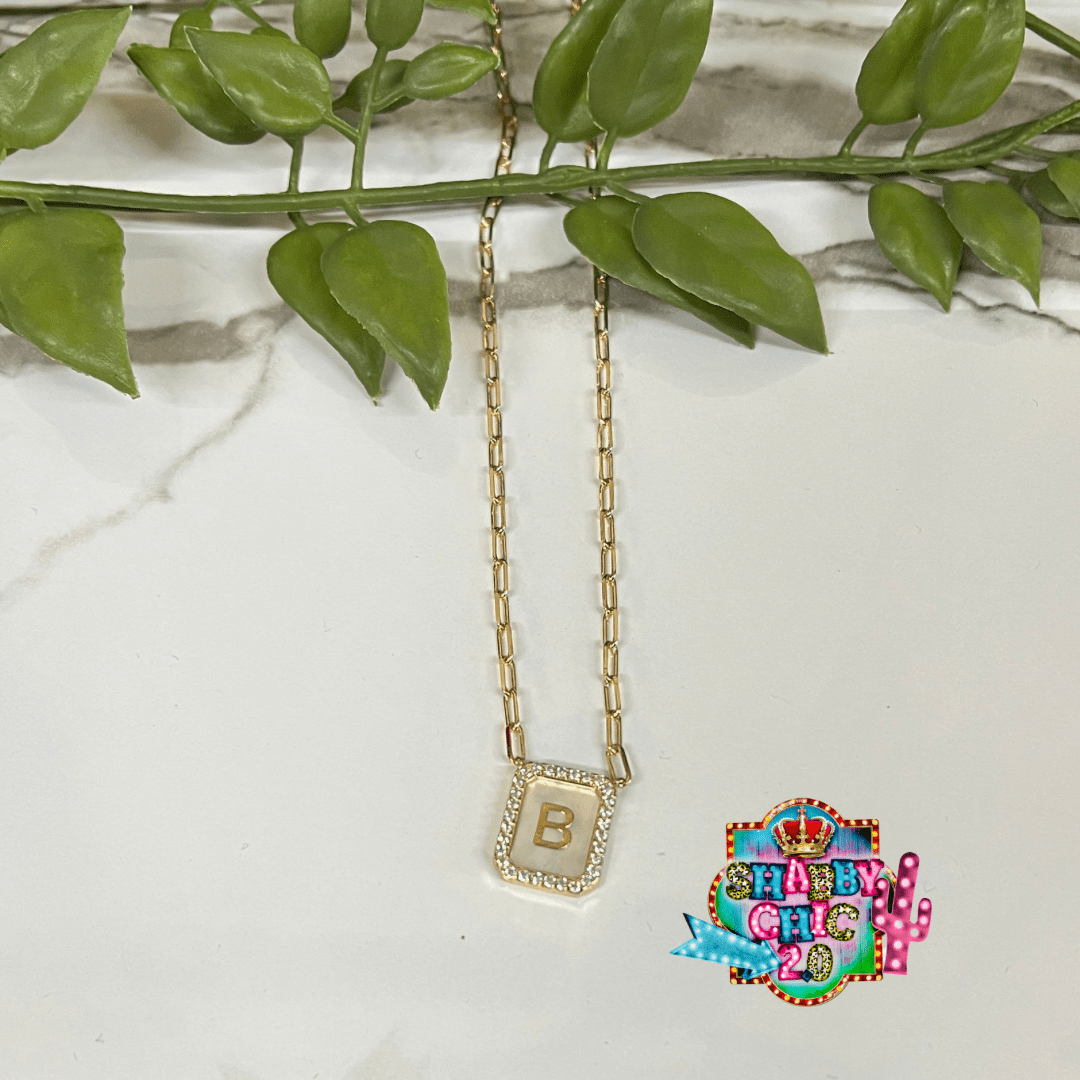 Gold Initial Necklace Shabby Chic Boutique and Tanning Salon B