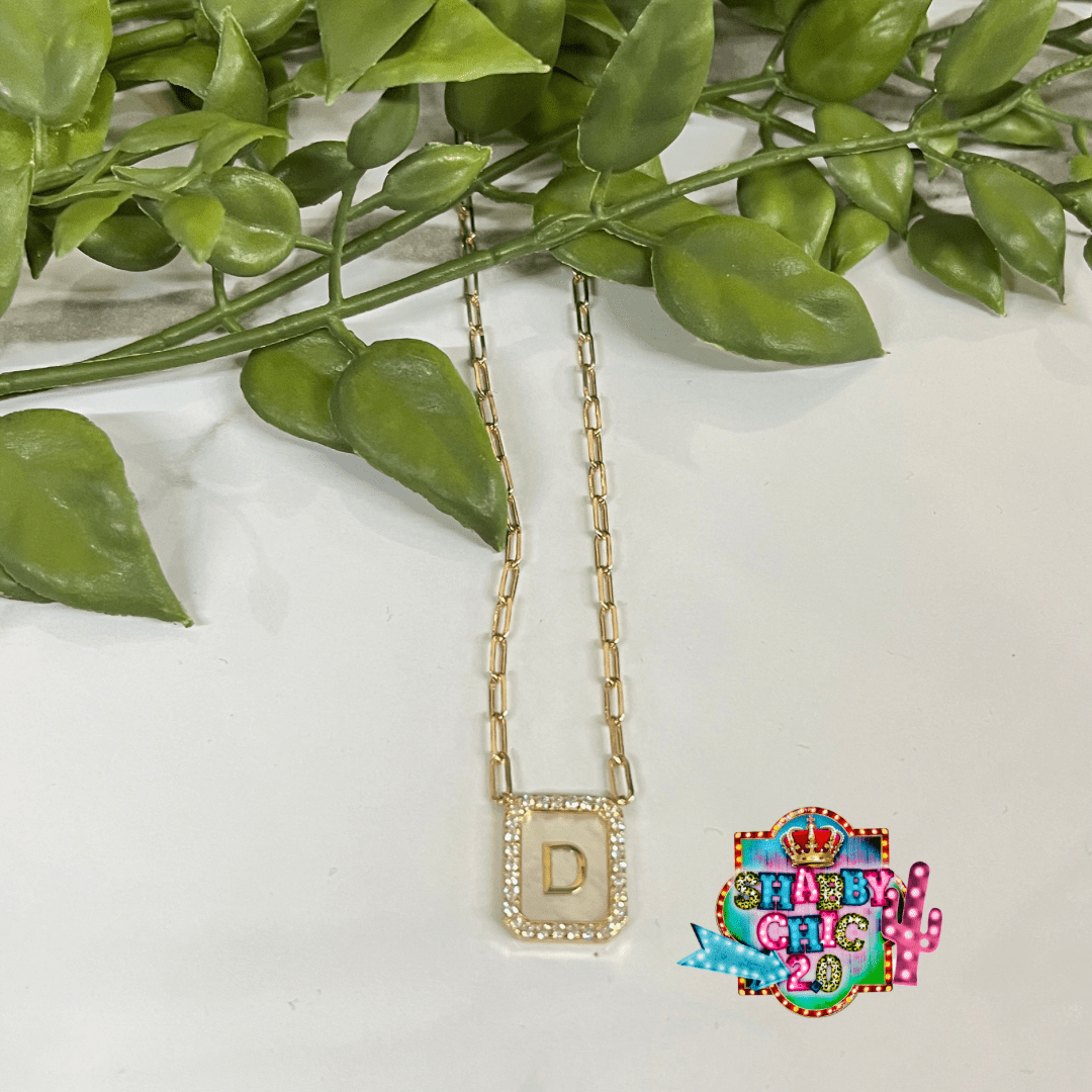 Gold Initial Necklace Shabby Chic Boutique and Tanning Salon D