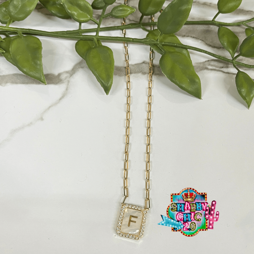 Gold Initial Necklace Shabby Chic Boutique and Tanning Salon F
