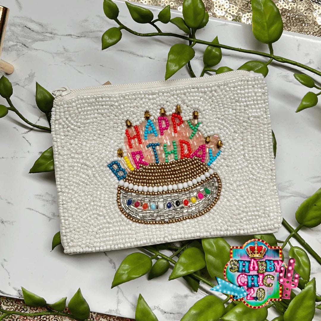 Happy Birthday Beaded Bag Shabby Chic Boutique and Tanning Salon