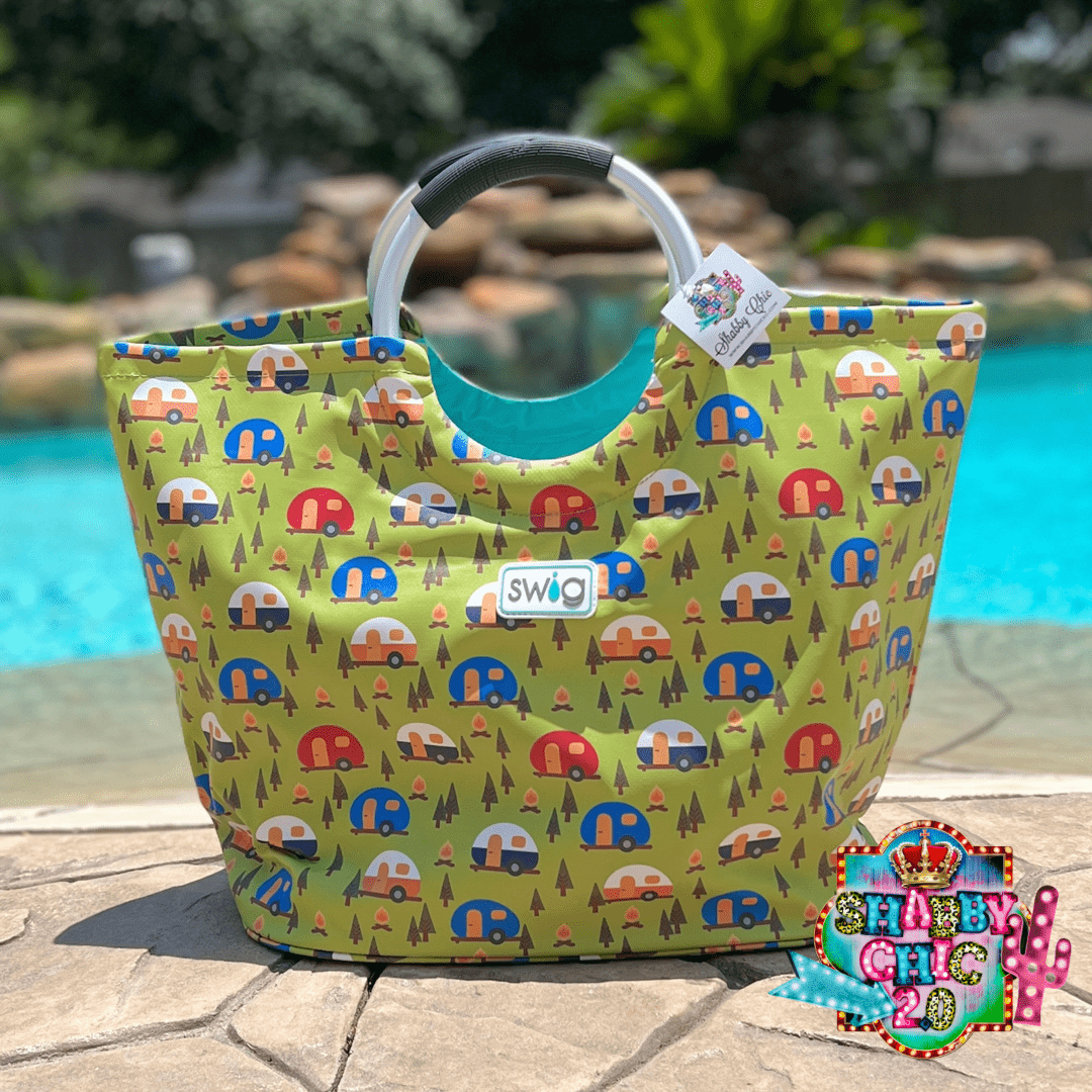 Happy Camper Loopi Tote Bag Cooler Shabby Chic Boutique and Tanning Salon