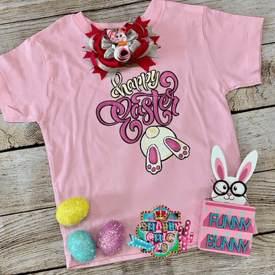 Happy Easter - Bunny Tail Tee - Youth Shabby Chic Boutique and Tanning Salon