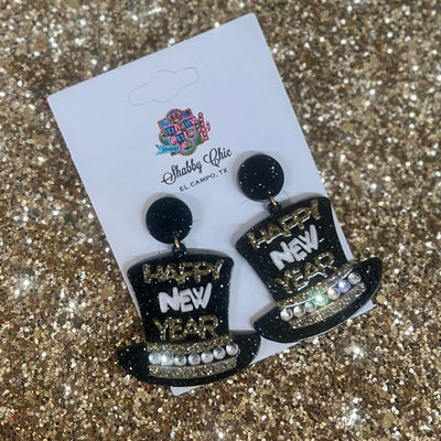Happy New Year Earrings - Black Shabby Chic Boutique and Tanning Salon