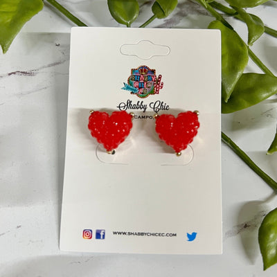 Heart Stud Earrings Shabby Chic Boutique and Tanning Salon Red