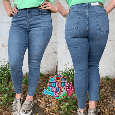 Hi-Waisted Judy Blues Relaxed Fit Jeans Shabby Chic Boutique and Tanning Salon