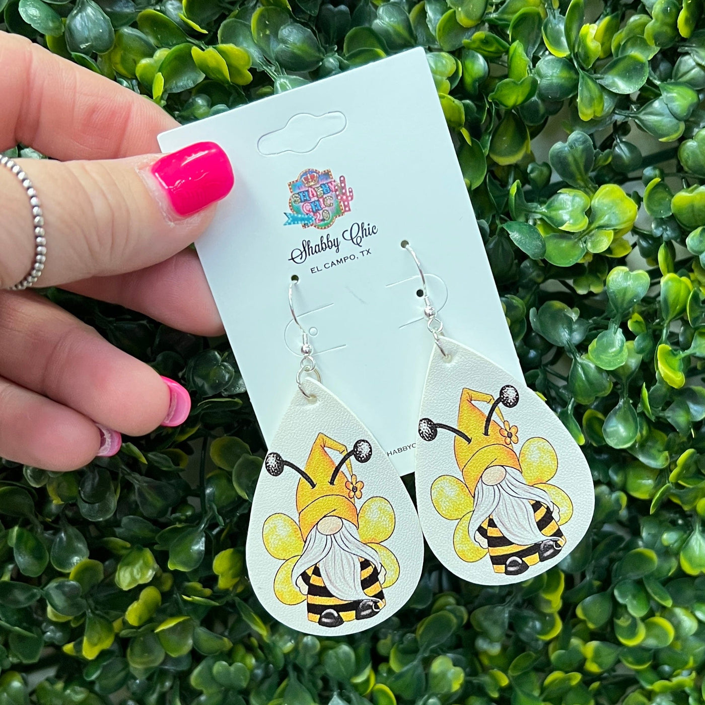 Honey Bee Gnome Earrings Shabby Chic Boutique and Tanning Salon