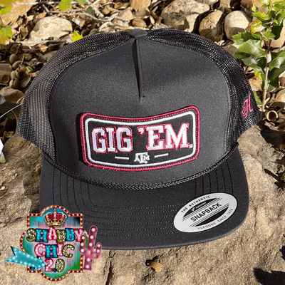 Hooey A&M Black 6-Panel Trucker with Gig 'Em Patch - OSFA Shabby Chic Boutique and Tanning Salon