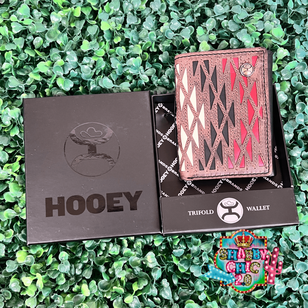 HOOEY  "CHAPAWEE" TRIFOLD HOOEY WALLET IVORY/RED W/LASER CUT AZTEC PRINT Shabby Chic Boutique and Tanning Salon
