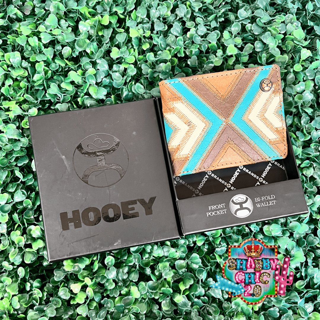 HOOEY  "MONTEZUMA" FRONT POCKET BIFOLD HOOEY WALLET BROWN/TURQUOISE Shabby Chic Boutique and Tanning Salon