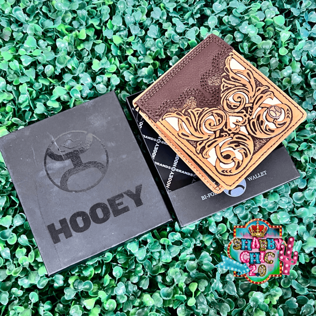 HOOEY  "TOP NOTCH" BIFOLD HOOEY WALLET TAN/ BROWN W/IVORY LEATHER Shabby Chic Boutique and Tanning Salon
