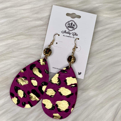Hot Pink Leopard Earrings Shabby Chic Boutique and Tanning Salon