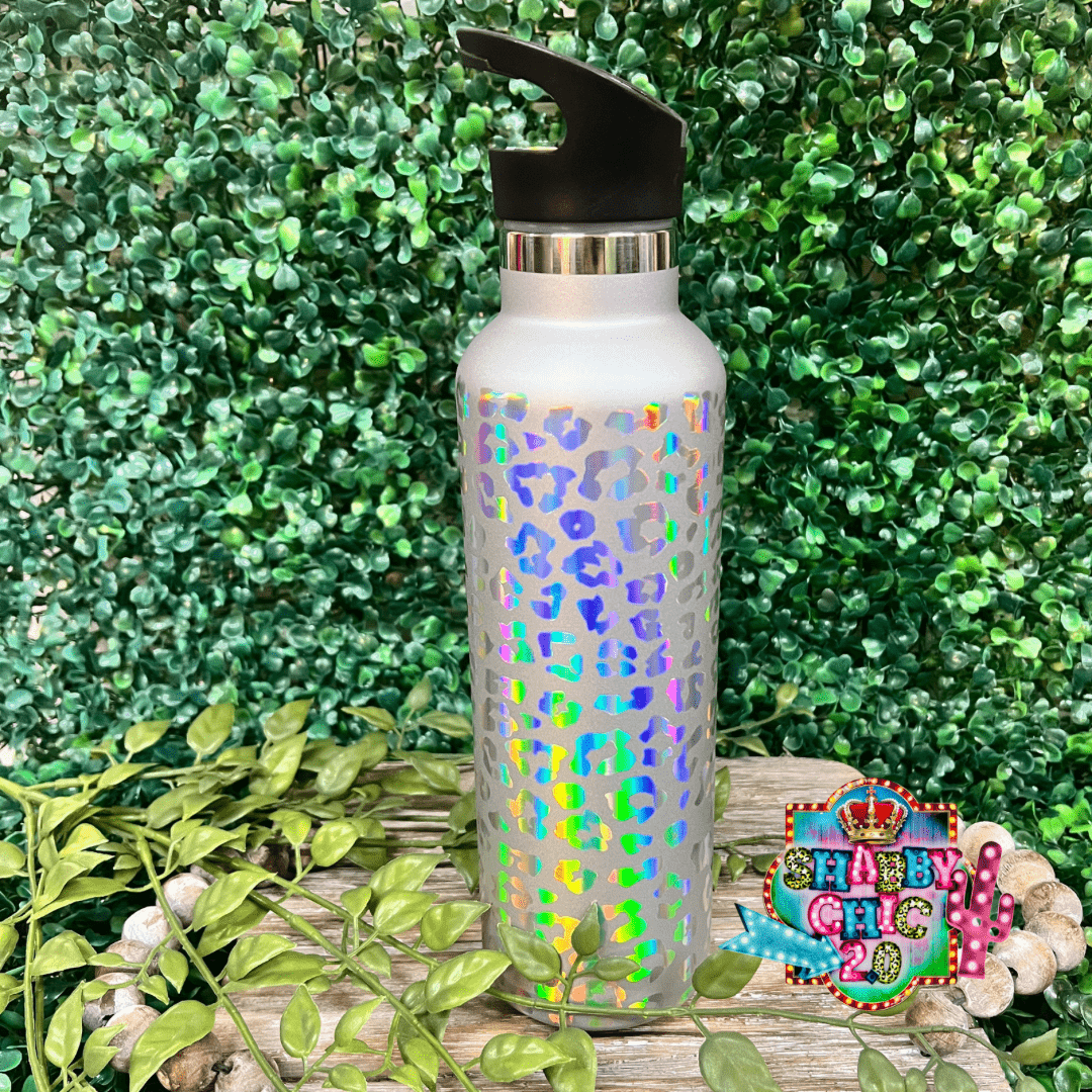 Iridescent Leopard Water Bottle 25oz. Shabby Chic Boutique and Tanning Salon