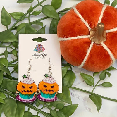 Jack-O-Lantern Cupcake Earrings Shabby Chic Boutique and Tanning Salon