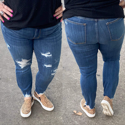 Jackie Medium Wash Distressed Jeans Shabby Chic Boutique and Tanning Salon