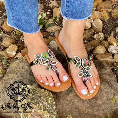 Jewel Sandals - Black Multi Shabby Chic Boutique and Tanning Salon