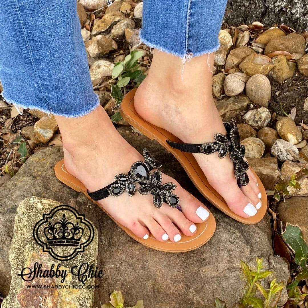 Jewel Sandals - Black on Black Shabby Chic Boutique and Tanning Salon