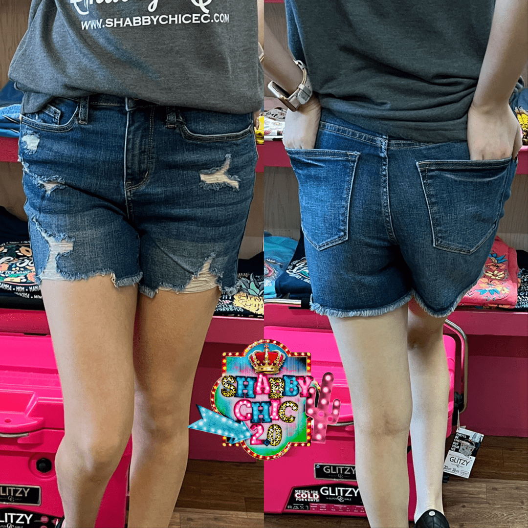 Judy Blue Hi Rise Destroyed Cut Off Shorts Shabby Chic Boutique and Tanning Salon