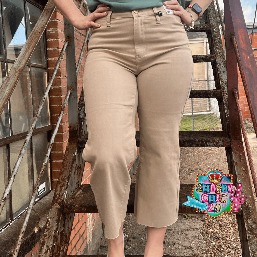 Judy Blue High Waist Crop Khaki Jeans Shabby Chic Boutique and Tanning Salon