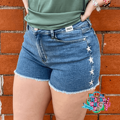 Judy Blue High Waist Embroidered Star Shorts Shabby Chic Boutique and Tanning Salon