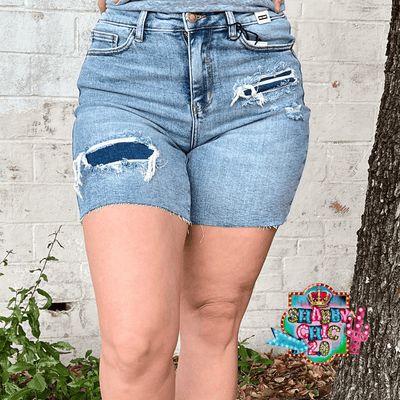 Judy Blue Light Distressed Shorts Shabby Chic Boutique and Tanning Salon