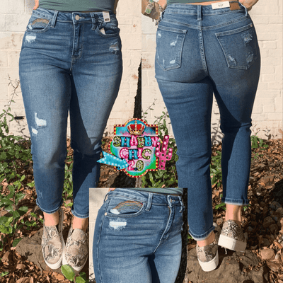 Judy Blue Over the Rainbow Cropped Straight Leg Jeans Shabby Chic Boutique and Tanning Salon