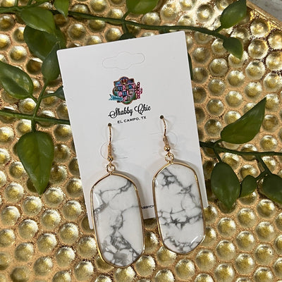 Just What We Thought Earrings Shabby Chic Boutique and Tanning Salon White Marble