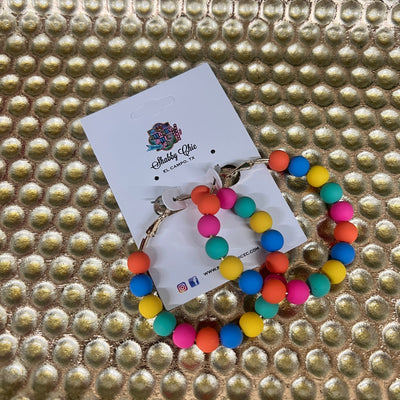 Large Clay Beaded Hoops - Colorful Shabby Chic Boutique and Tanning Salon