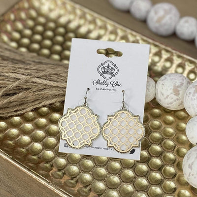Lattice Love Earrings - Gold with Silver Shabby Chic Boutique and Tanning Salon