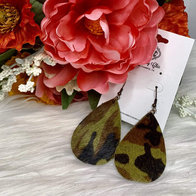 Leather Camo earrings Shabby Chic Boutique and Tanning Salon