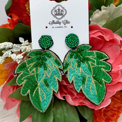 Leaves Statement Earrings Shabby Chic Boutique and Tanning Salon