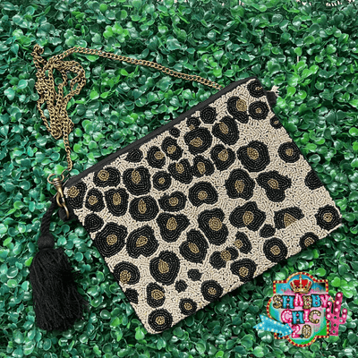 Leopard Beaded Clutch/Crossbody Bag Shabby Chic Boutique and Tanning Salon
