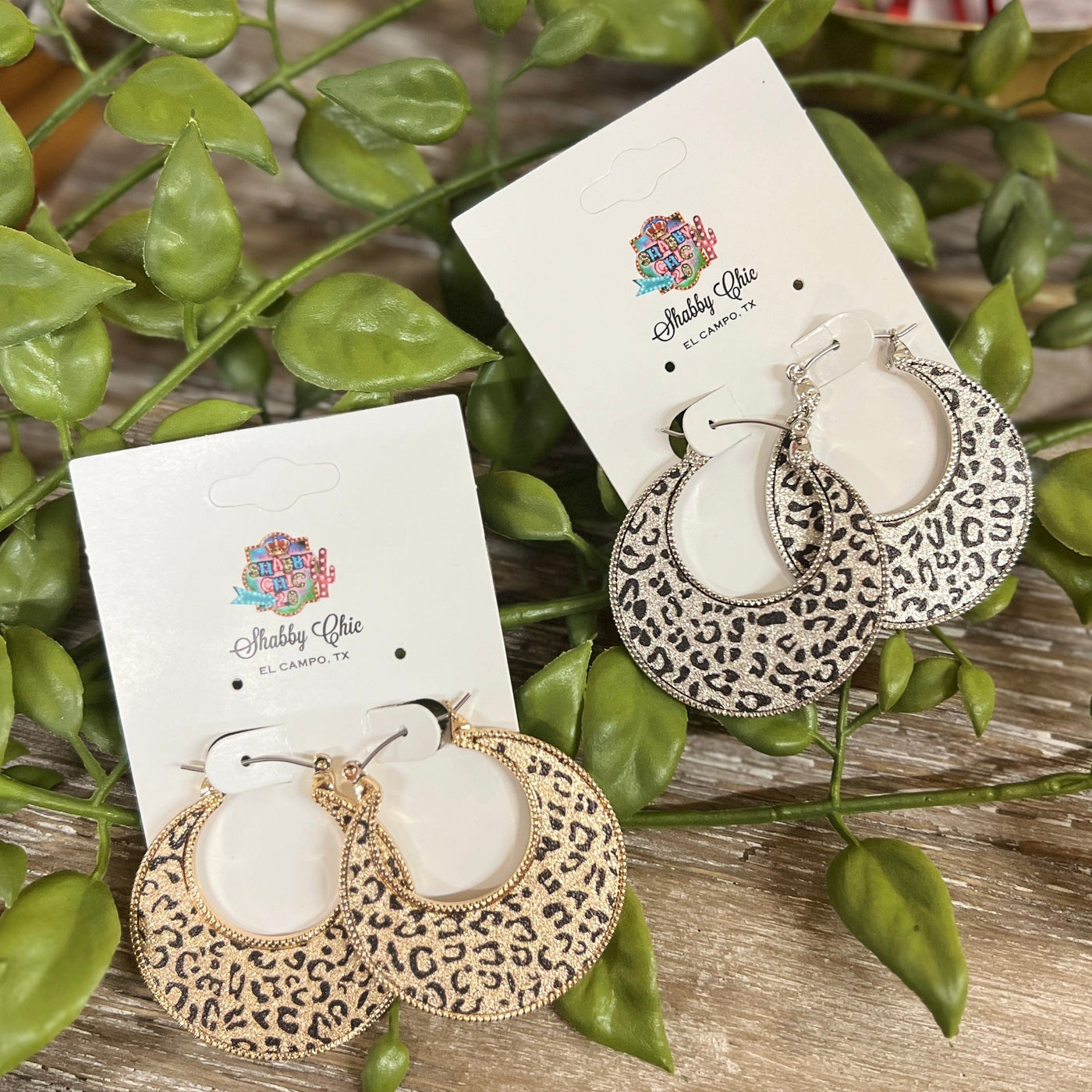 Leopard Hoop Earrings Shabby Chic Boutique and Tanning Salon