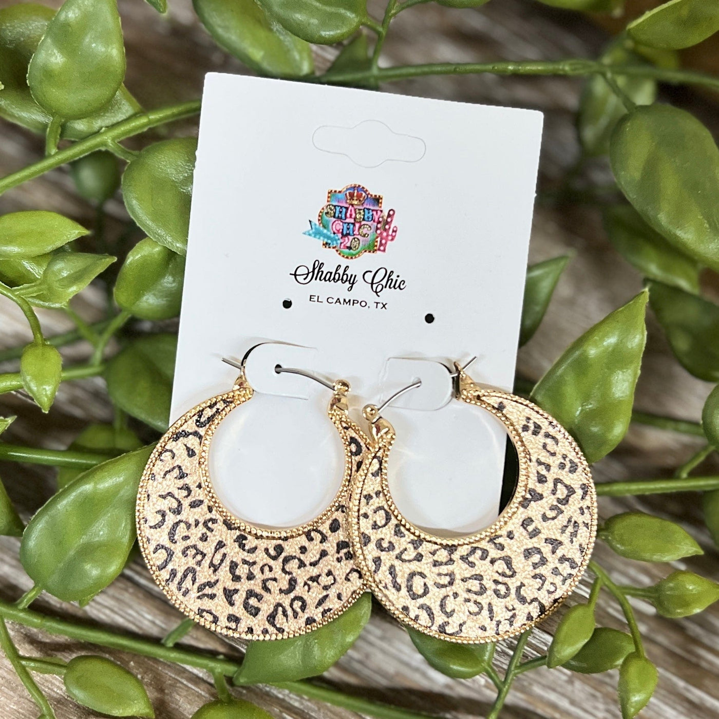 Leopard Hoop Earrings Shabby Chic Boutique and Tanning Salon Gold