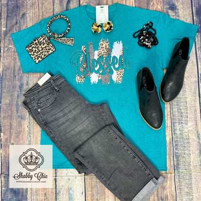 Leopard Mix BLESSED Tee Shabby Chic Boutique and Tanning Salon